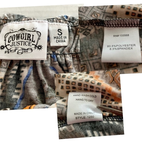 Cowgirl Justice Western Aztec Dress Small Tribal Geometric Farmhouse - Picture 7 of 10